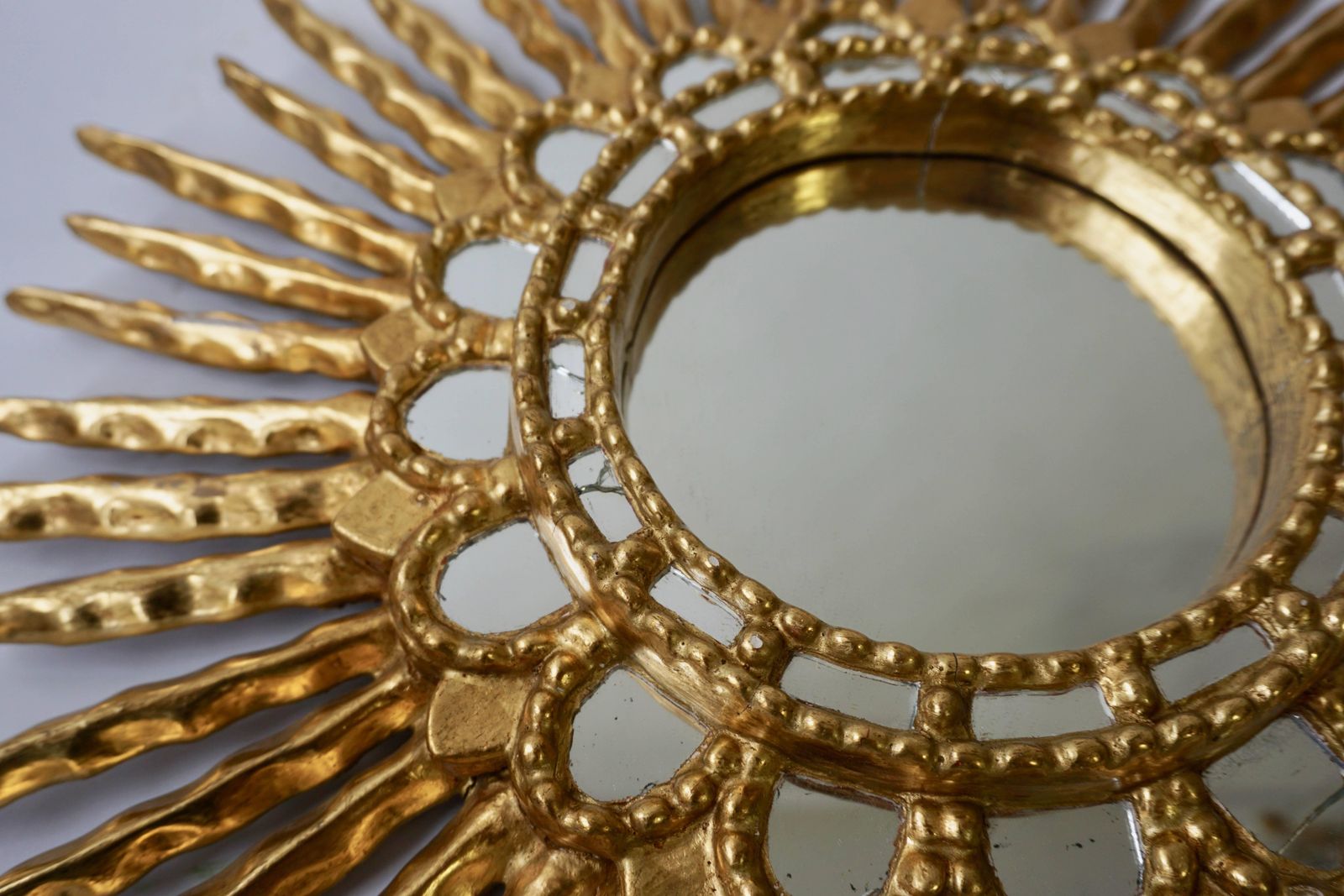 Gold Leaf Giltwood Sunburst Convex Mirror photo Home Decor