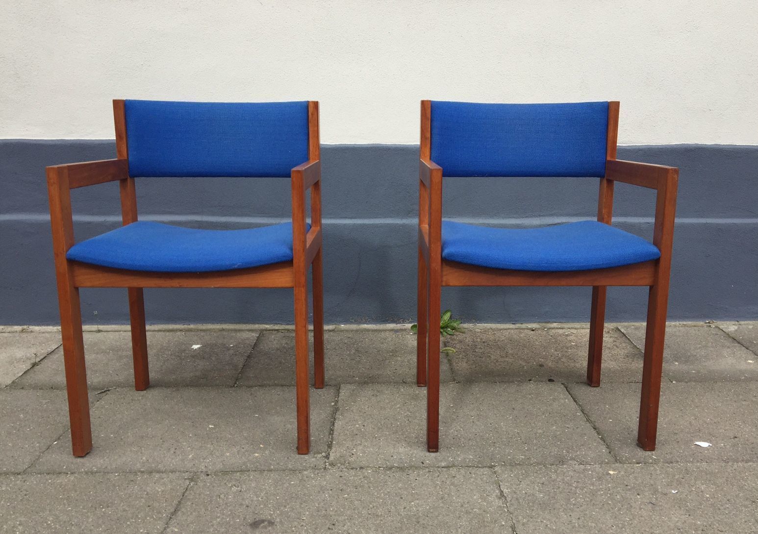 Mid Century Cubist Teak Armchairs By Erik Kirkegaard For Høng, 1960s, Set Of 2