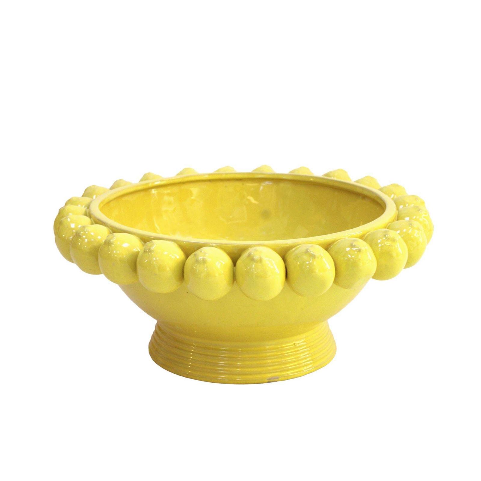 Italian Yellow Ceramic Vase With Yellow Lemon Fruit Motifs photo furniture