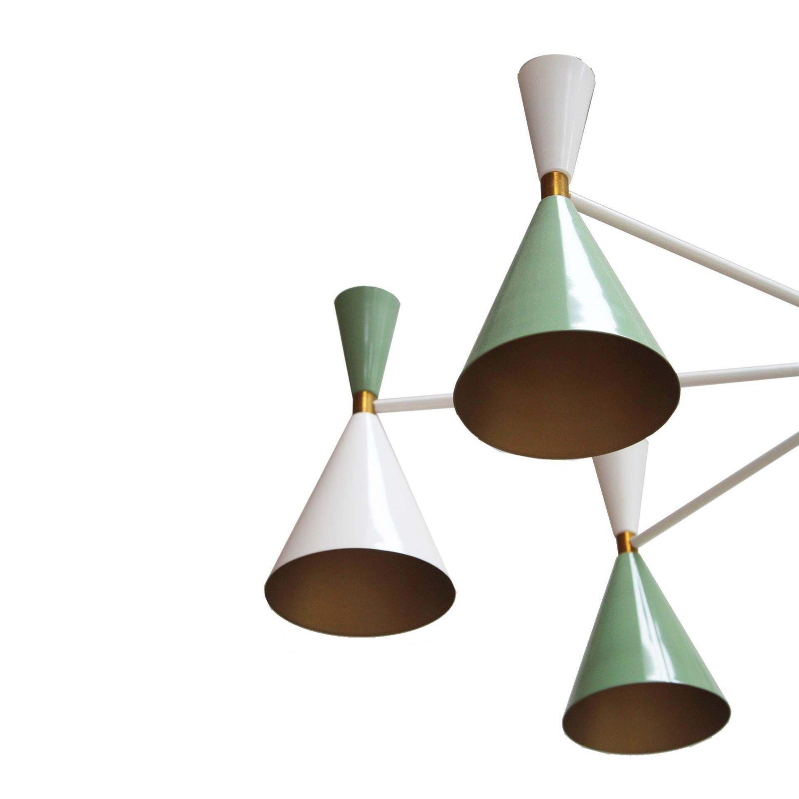 Stilnovo Style White And Green Lacquered Suspension Lamp . Spain, 2022 photo for sale