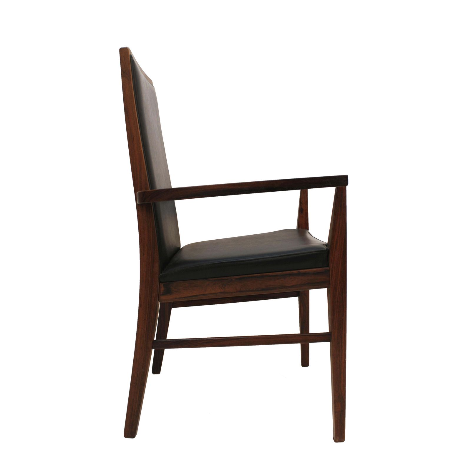Arne Vodder Mid Century Modern Set Of Six Leather Dyrlund Danish Chairs, 1960s photo for sale