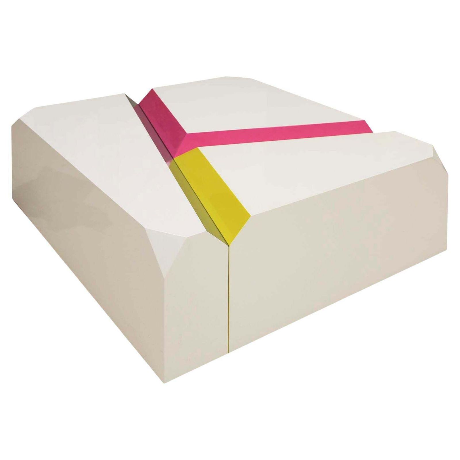 Modular Coffee Table Made In Coloured Lacquered Wood With Gloss Finish