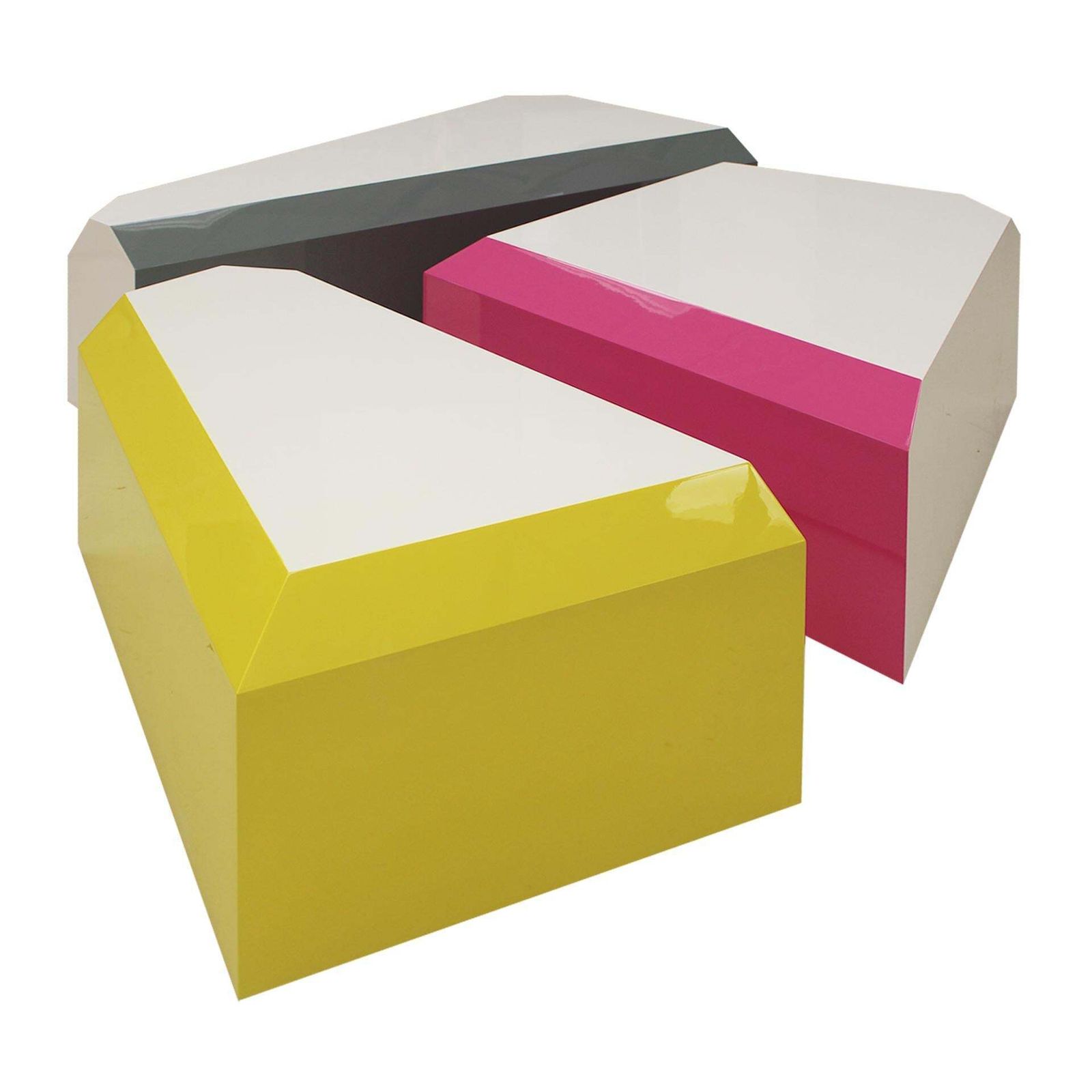 Modular Coffee Table Made In Coloured Lacquered Wood With Gloss Finish photo vinterior