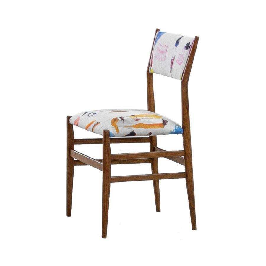 Midcentury Gio Ponti Set Of Twelve Leggera By Cassina Wood Linen Italian Chairs photo for sale