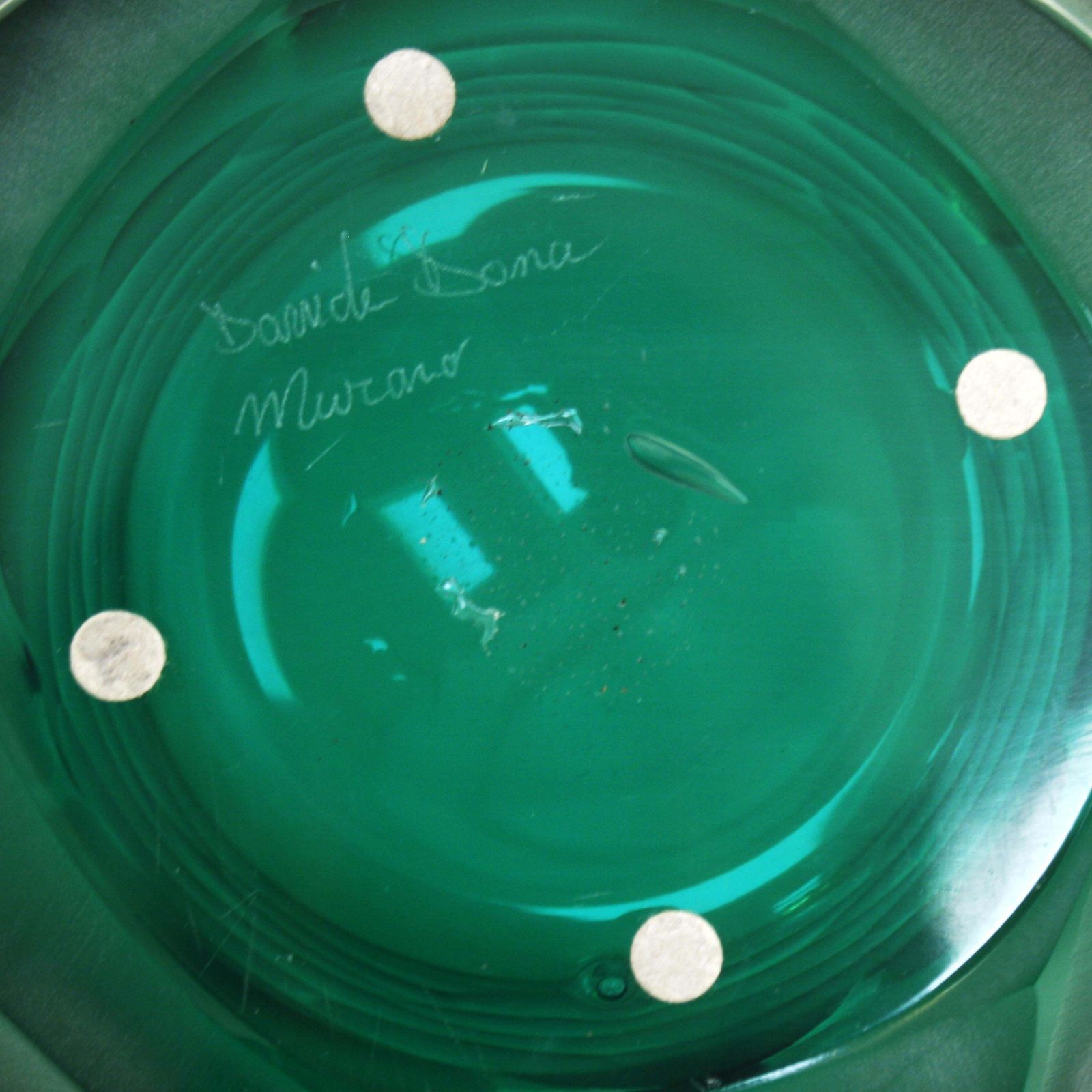Mid Century Modern Davide Dona Sculptural Faceted Green Murano Glass Vase photo 2173.0