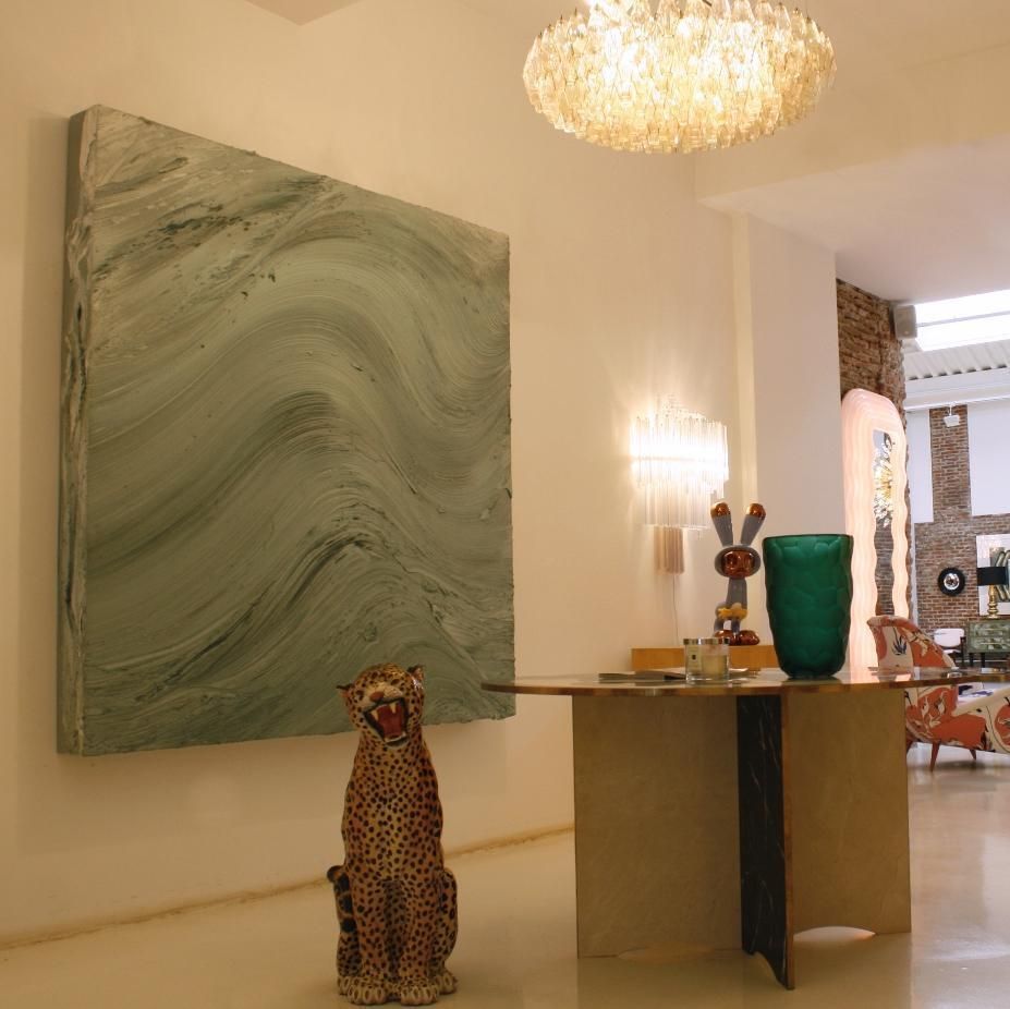 Mid Century Modern Davide Dona Sculptural Faceted Green Murano Glass Vase photo buy