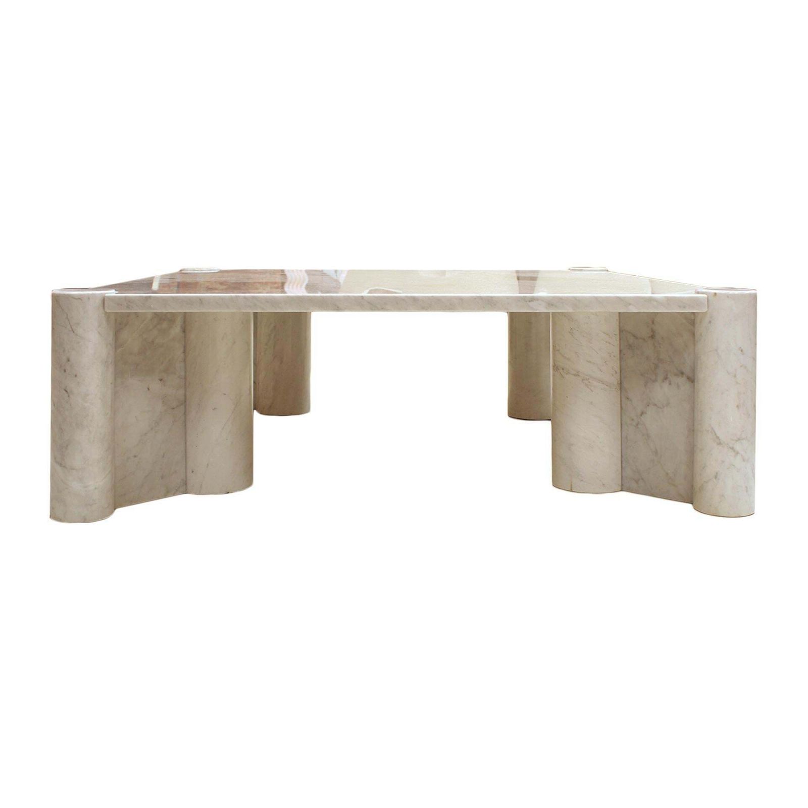 Jumbo Carrara Marble Italian Square Coffee Table By Gae Aulenti For Knoll, 1960s photo vinterior