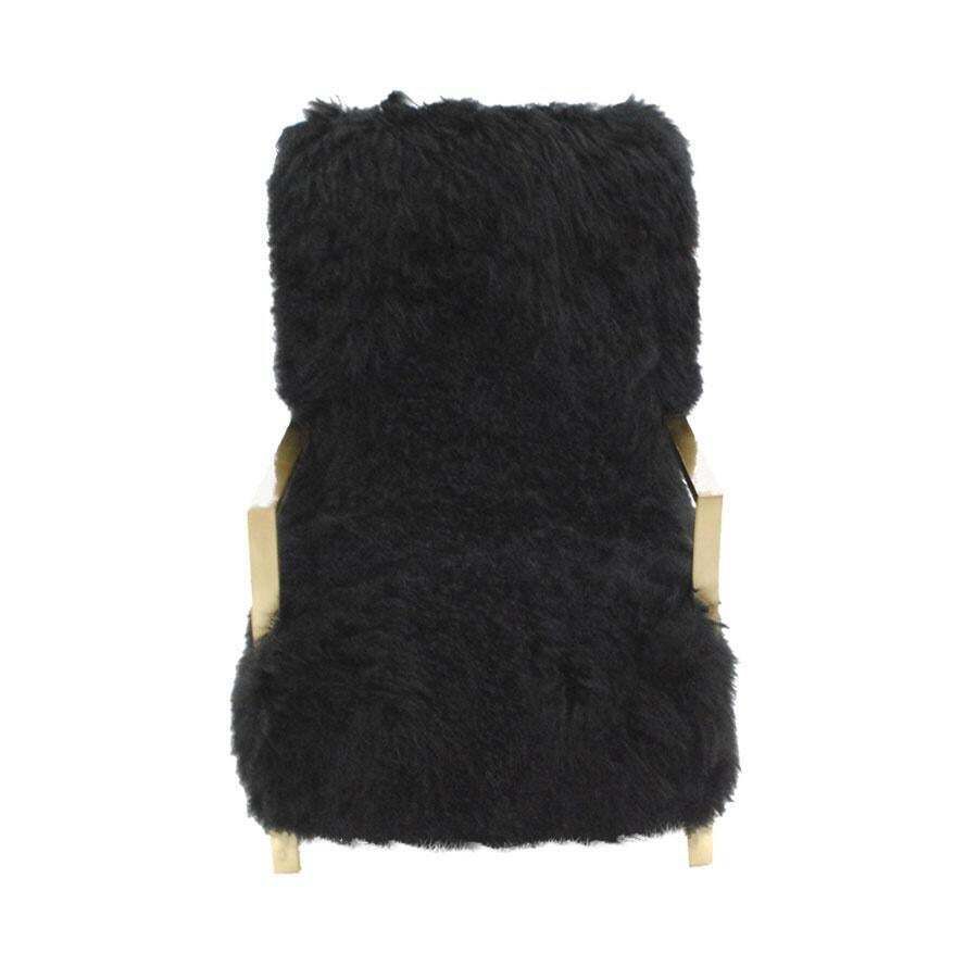 Pair Of L.A. Studio Contemporary Modern Black Mongolian Goat Italian Armchairs photo vinterior