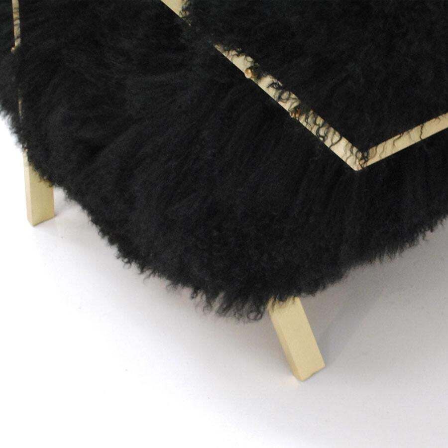 Pair Of L.A. Studio Contemporary Modern Black Mongolian Goat Italian Armchairs photo vintage
