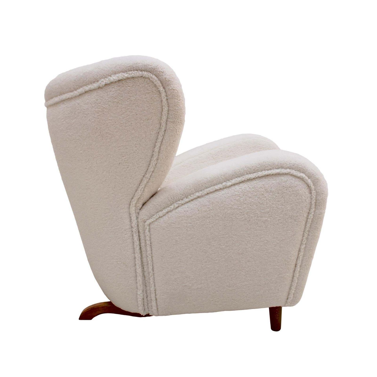 Late 20th Century White Wool And Solid Wood Pair Of Armchairs, Norway photo Furniture