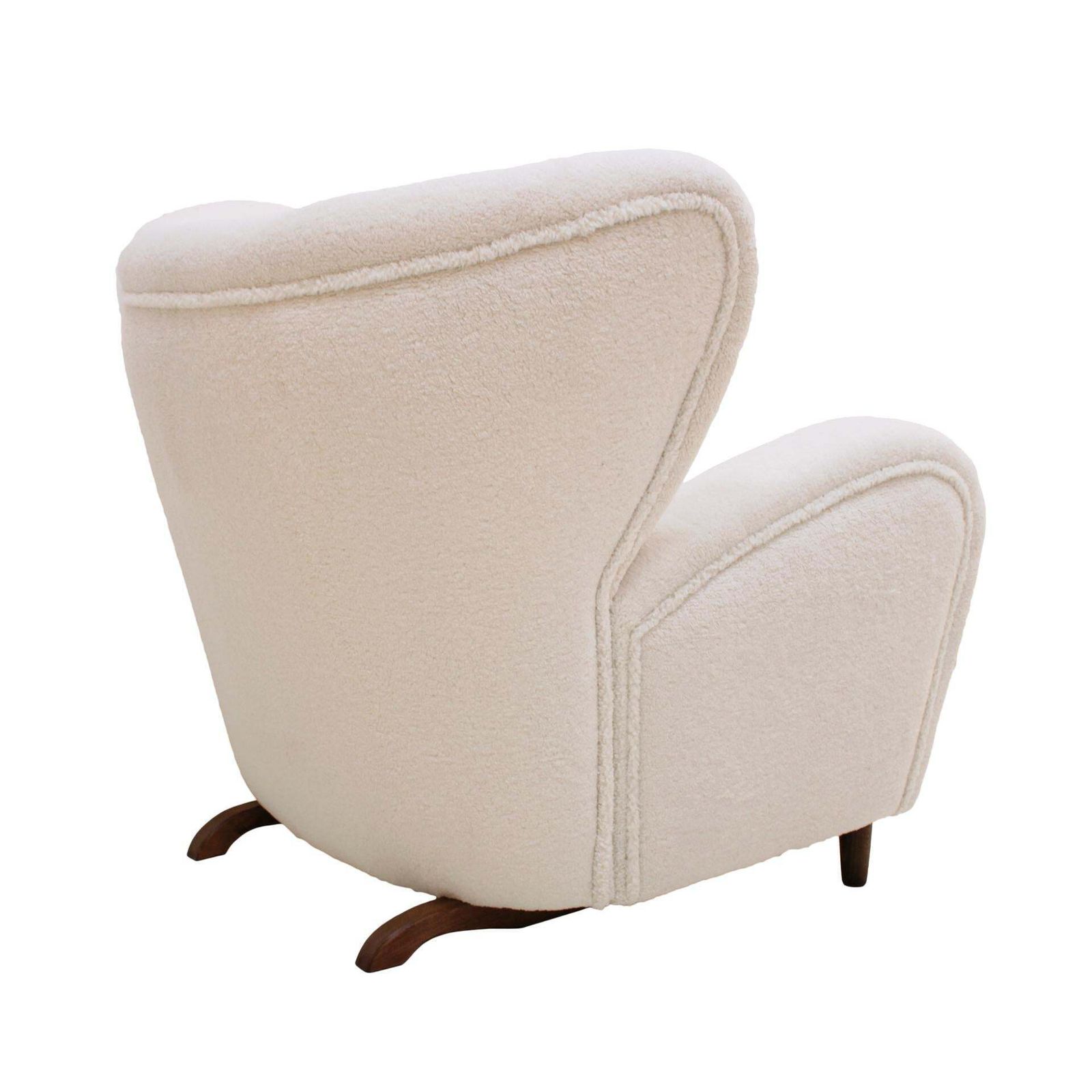 Late 20th Century White Wool And Solid Wood Pair Of Armchairs, Norway photo 5880.0