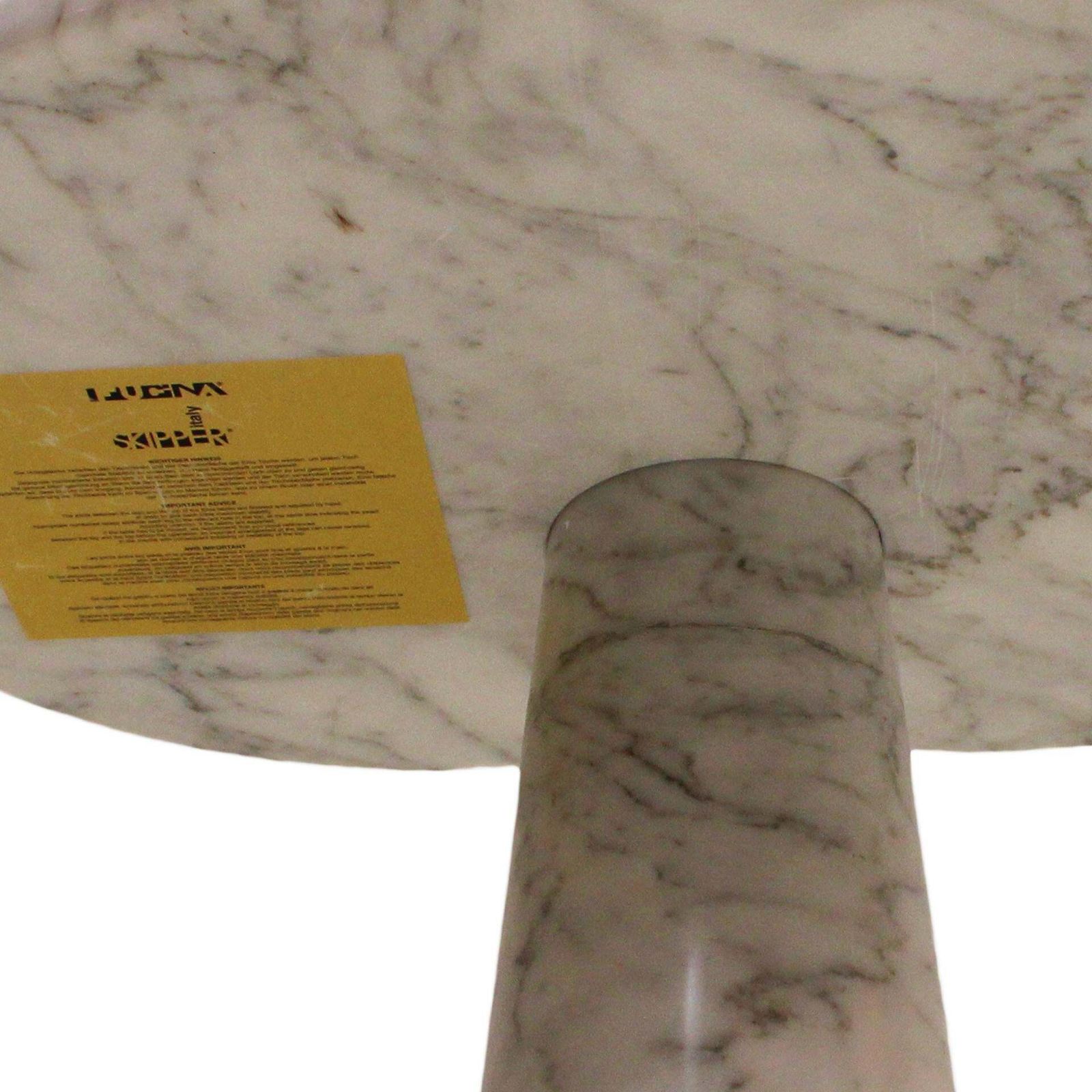 Original Angelo Mangiarotti Italian "Eros" Carrara Marble Side Tables photo vinterior