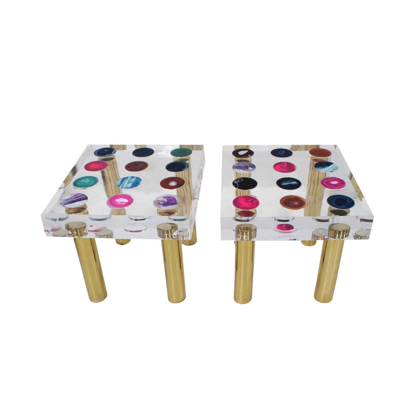 Superego Contemporary Modern Italian Plexiglass And Brass Side Table photo furniture