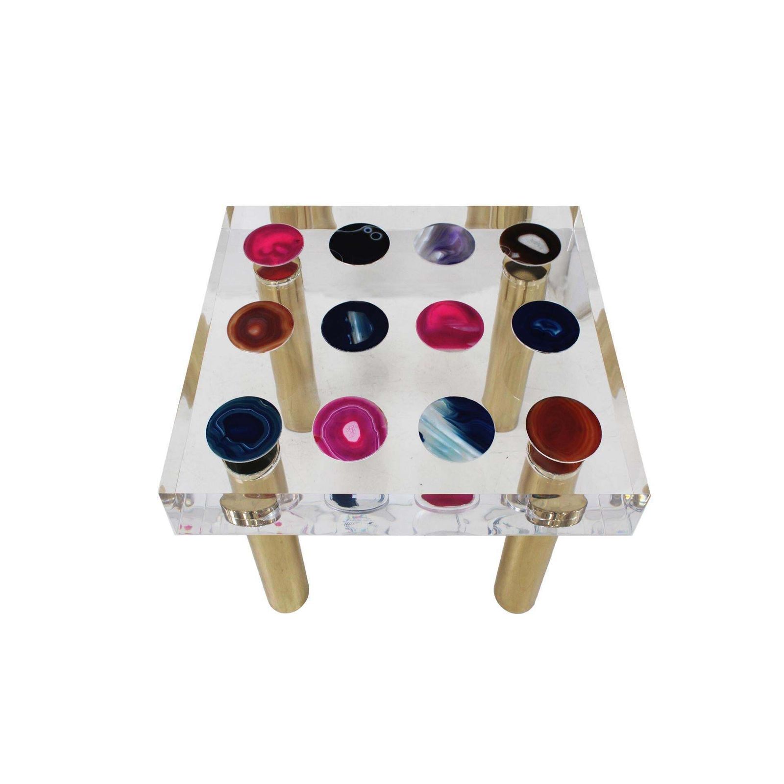 Superego Contemporary Modern Italian Plexiglass And Brass Side Table photo 10141.0