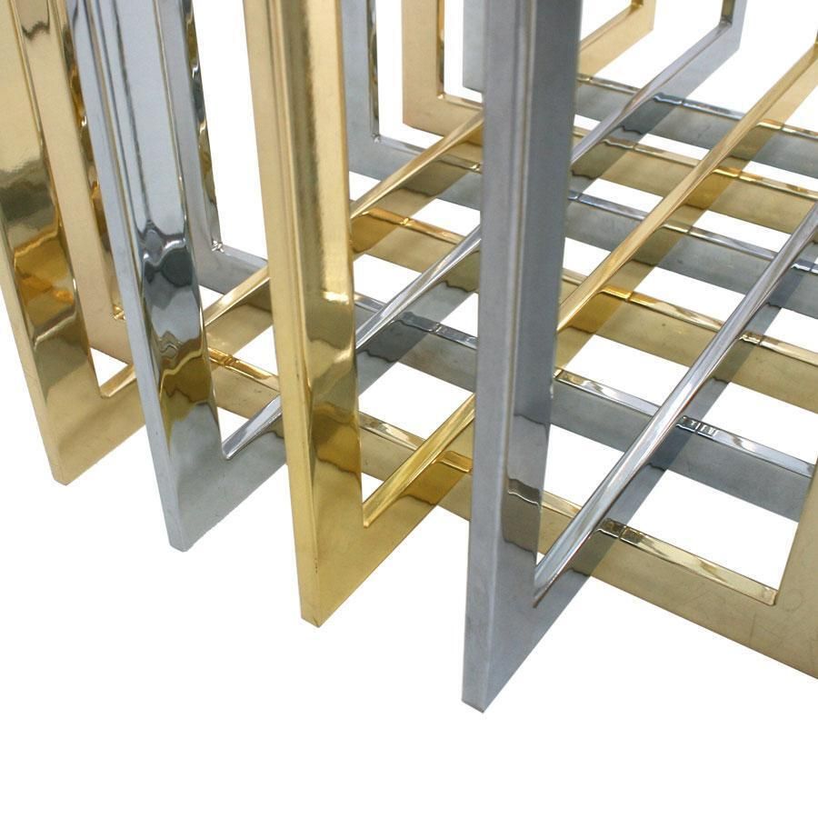 Contemporary Brass And Chrome Structure Glass Top Italian Table photo Furniture