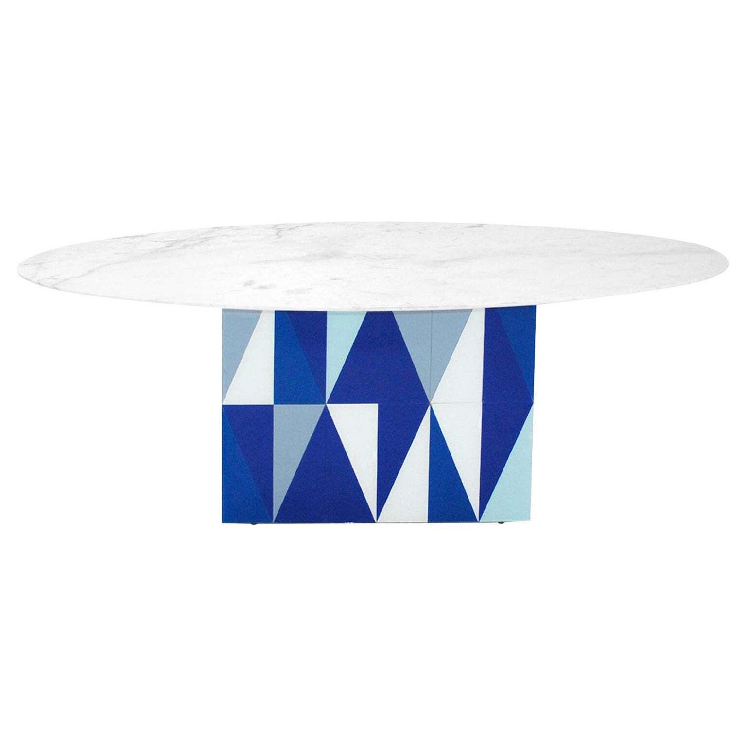 Contemporary Wood Italian Dining Table With Marble Top After Gio Ponti