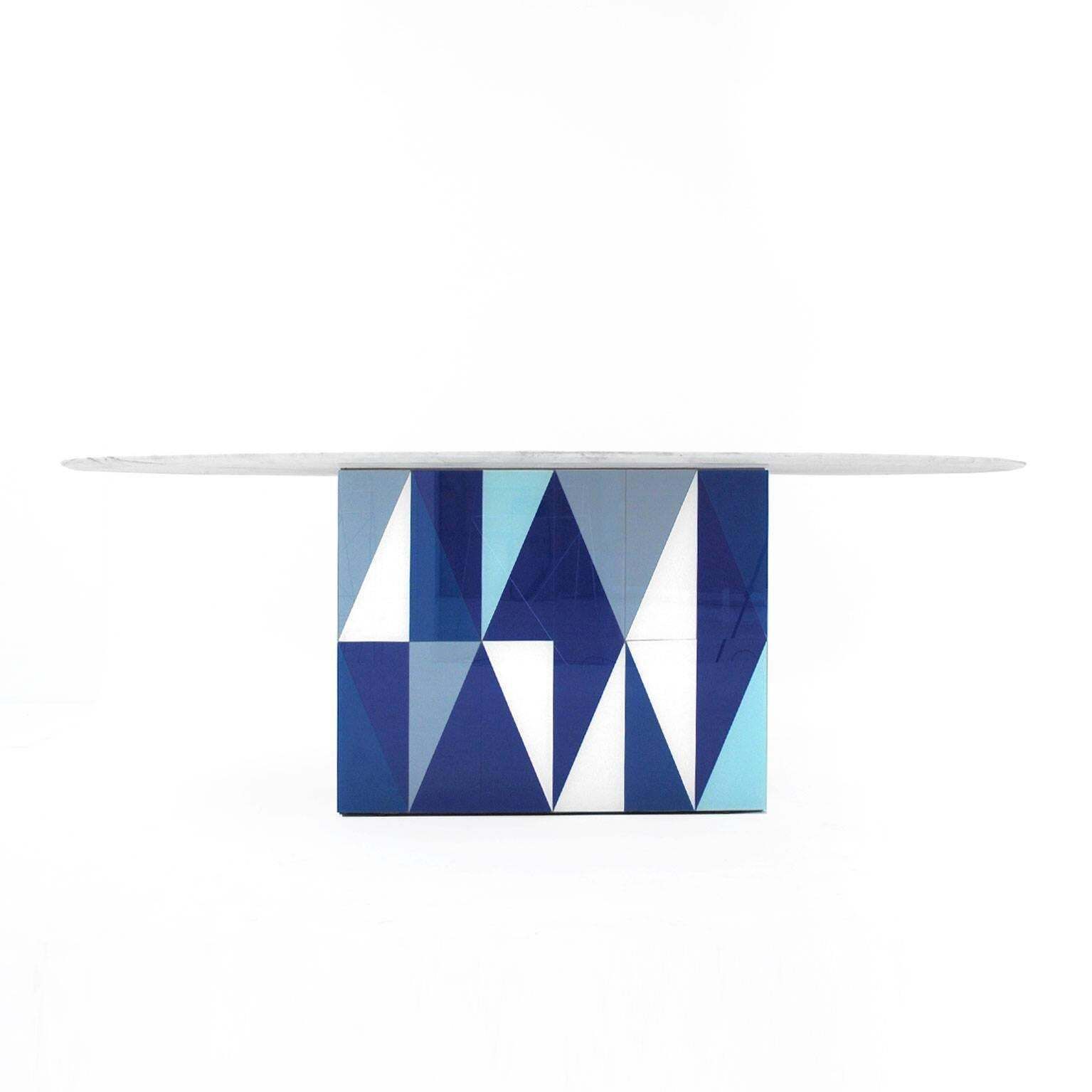 Contemporary Wood Italian Dining Table With Marble Top After Gio Ponti photo furniture