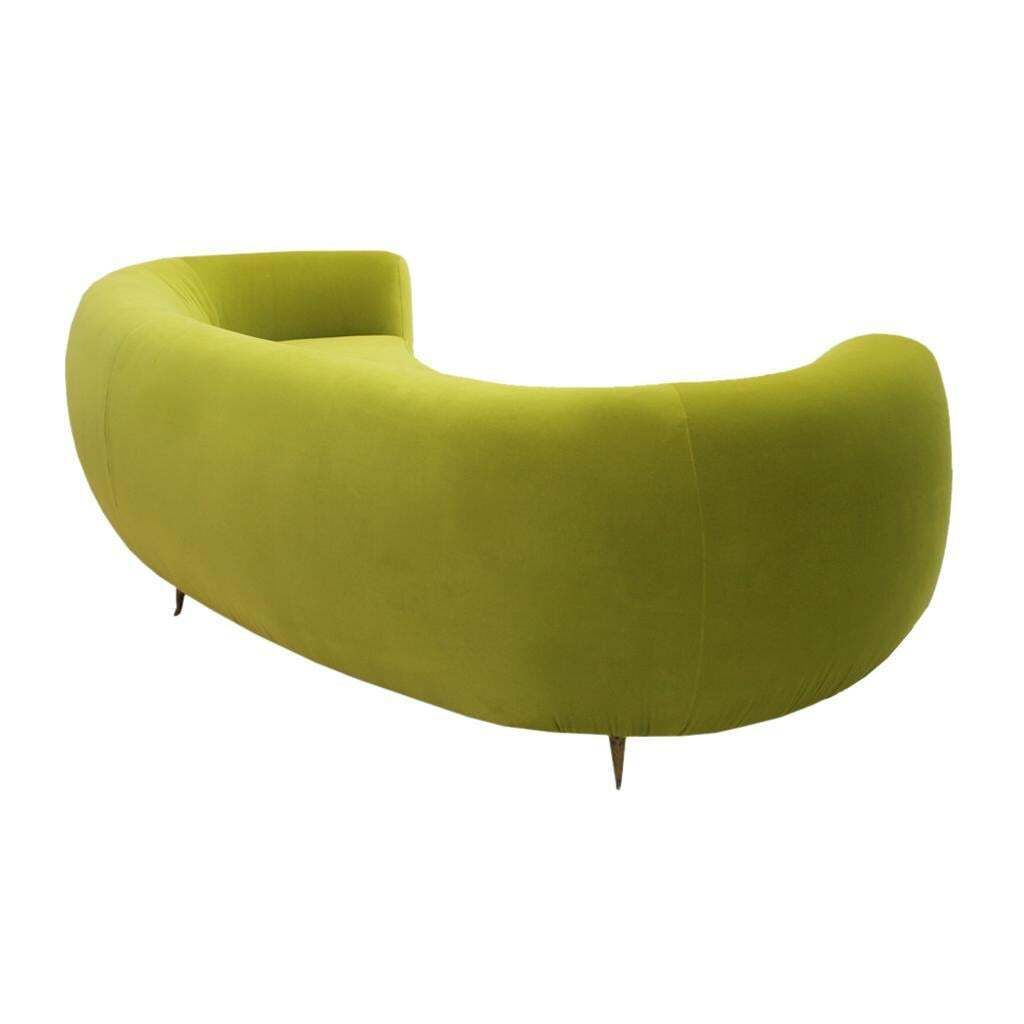 L.A. Studio Contemporary Lime Cotton Velvet Curved Italian Sofa photo vinterior