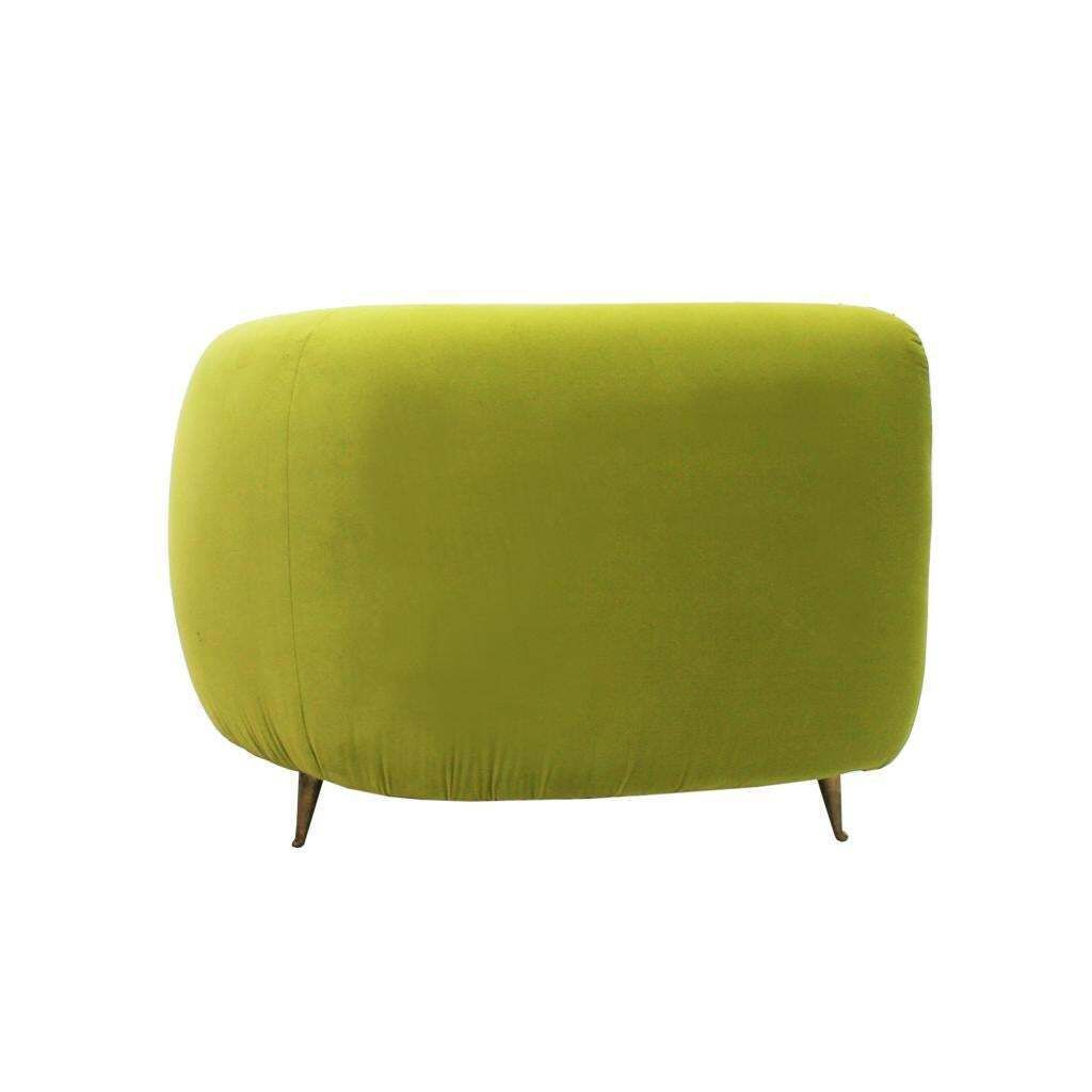 L.A. Studio Contemporary Lime Cotton Velvet Curved Italian Sofa photo buy
