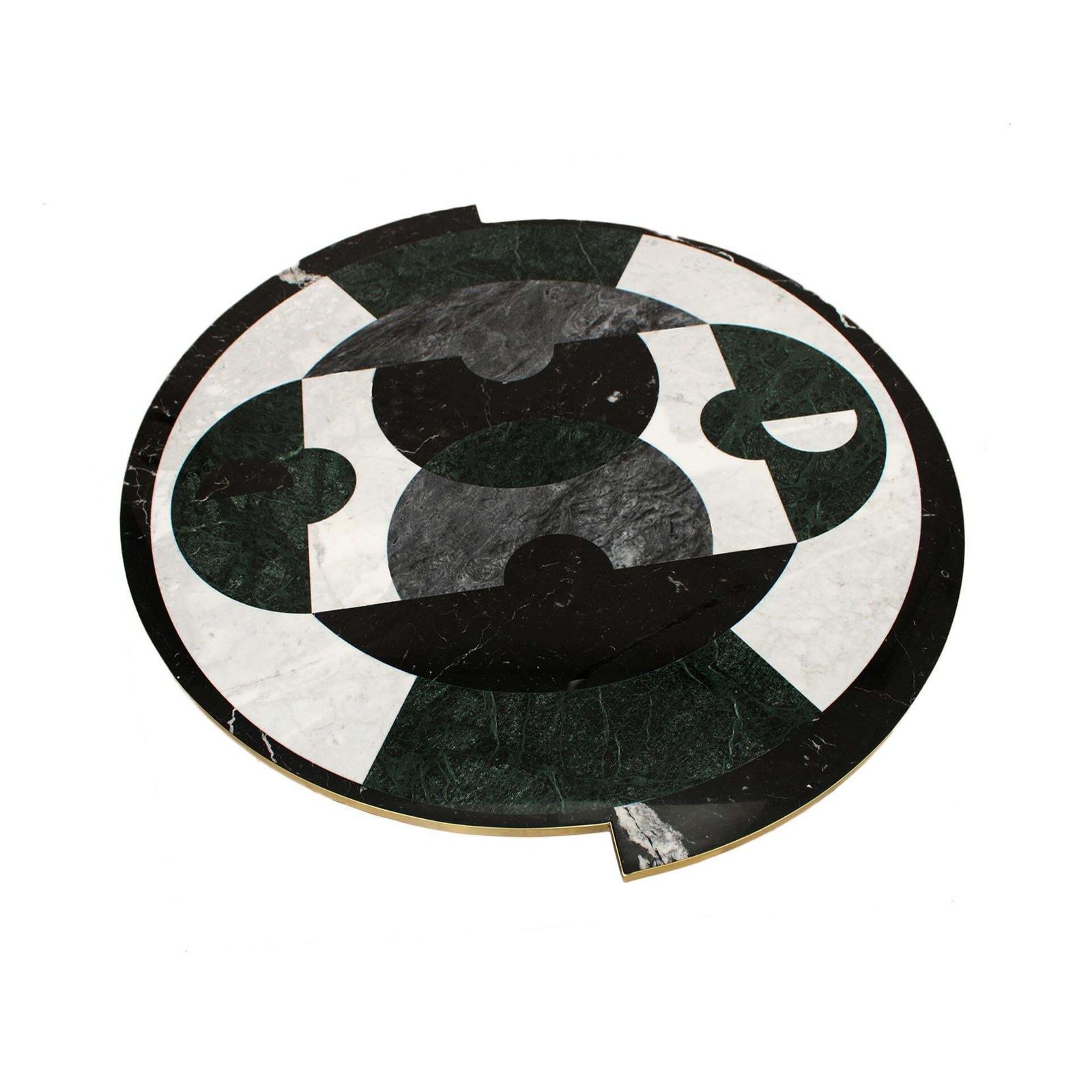 Contemporary Made Of Marble Marquetry Marble And Brass Rare Round Italian Table photo for sale