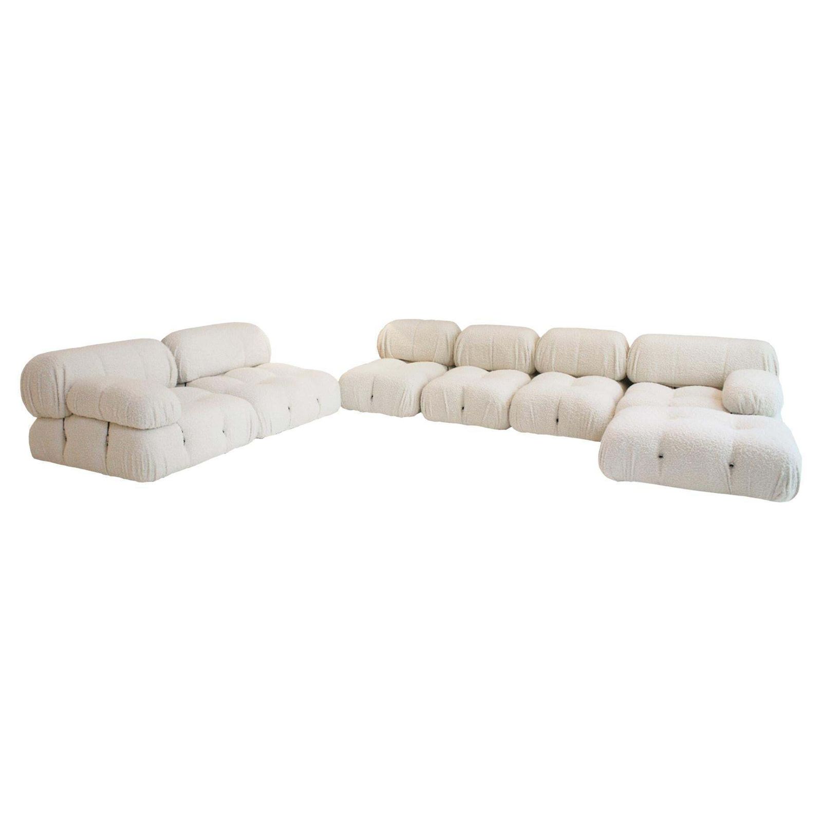 Mario Bellini For B&B Italia "Camaleonda" White Bouclé Fabric Modular Sofa