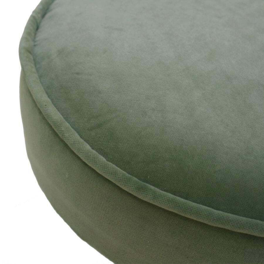 Mid Century Style Circular Brass And Cotton Velvet Italian Bar Stool photo for sale