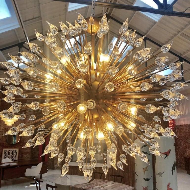 Mid Century Modern Style Sputnik Murano Glass And Brass Italian Chandelier photo Lighting