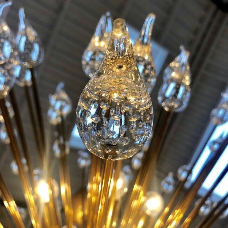 Mid Century Modern Style Sputnik Murano Glass And Brass Italian Chandelier photo vintage