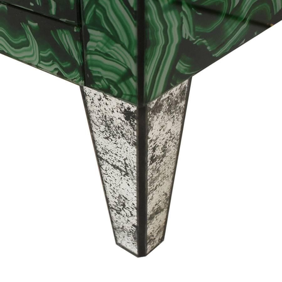 Mid Century Modern Style Green Malachite Colored Glass Italian Chest Of Drawers photo 7632.0