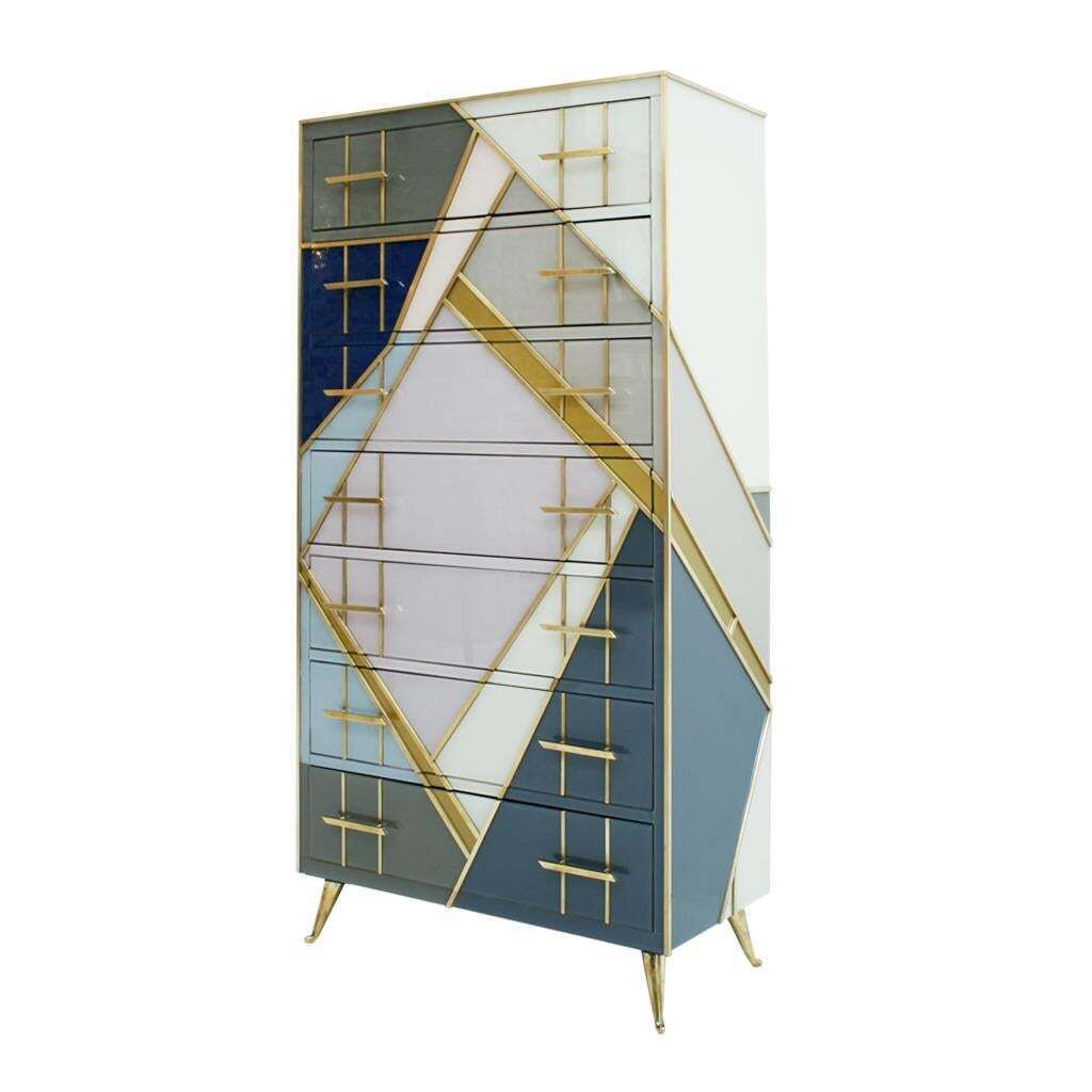 Mid Century Modern Style Murano Glass And Brass Italian Commode photo furniture