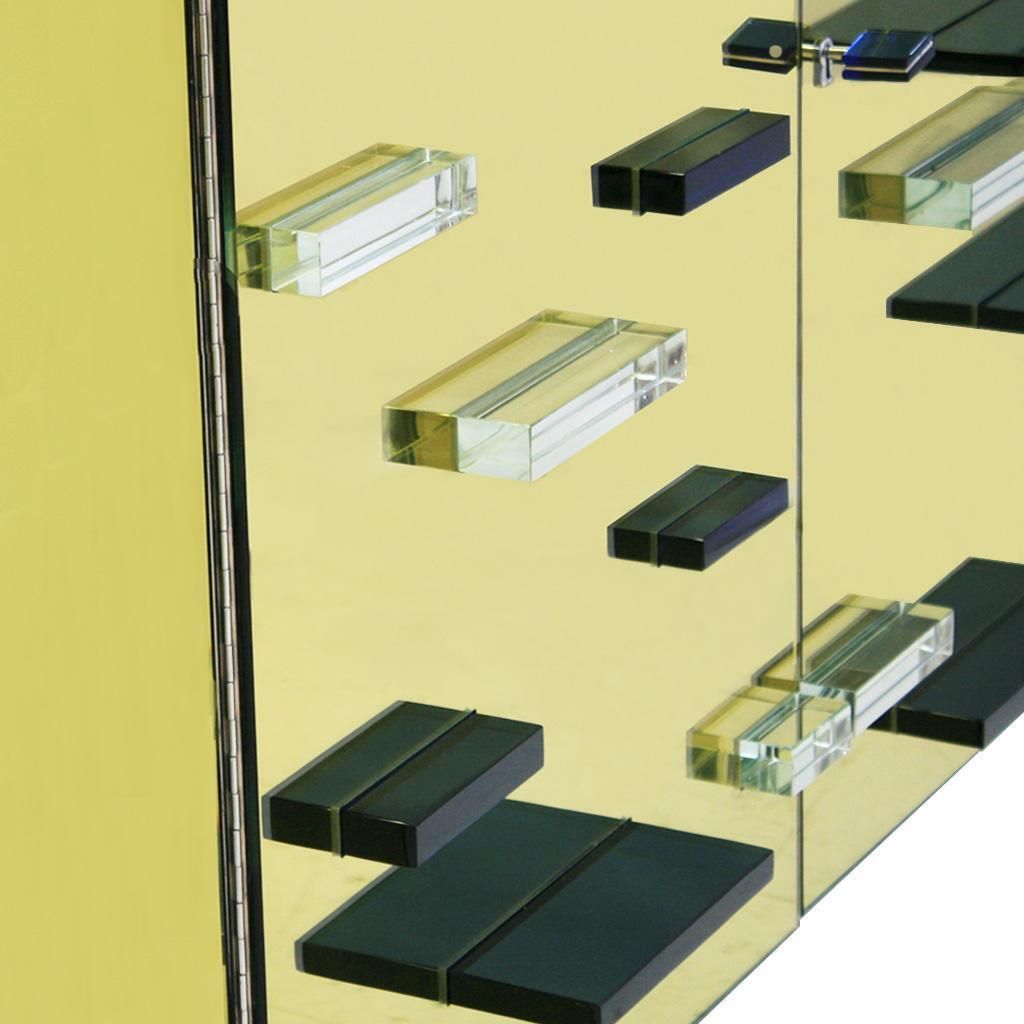 Italian Cabinets Made Of Golden Murano Glass Mirror And Brass, Contemporary photo 12364.0