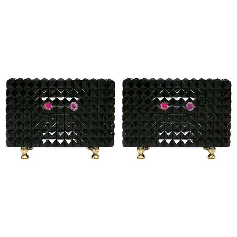 L.A. Studio Modern Black Lacquered Pair Of Italian Sideboards