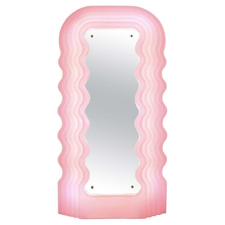 Ettore Sottsass Pink Neon Lamp "Ultrafragola" Italian Mirror, Ready To Ship