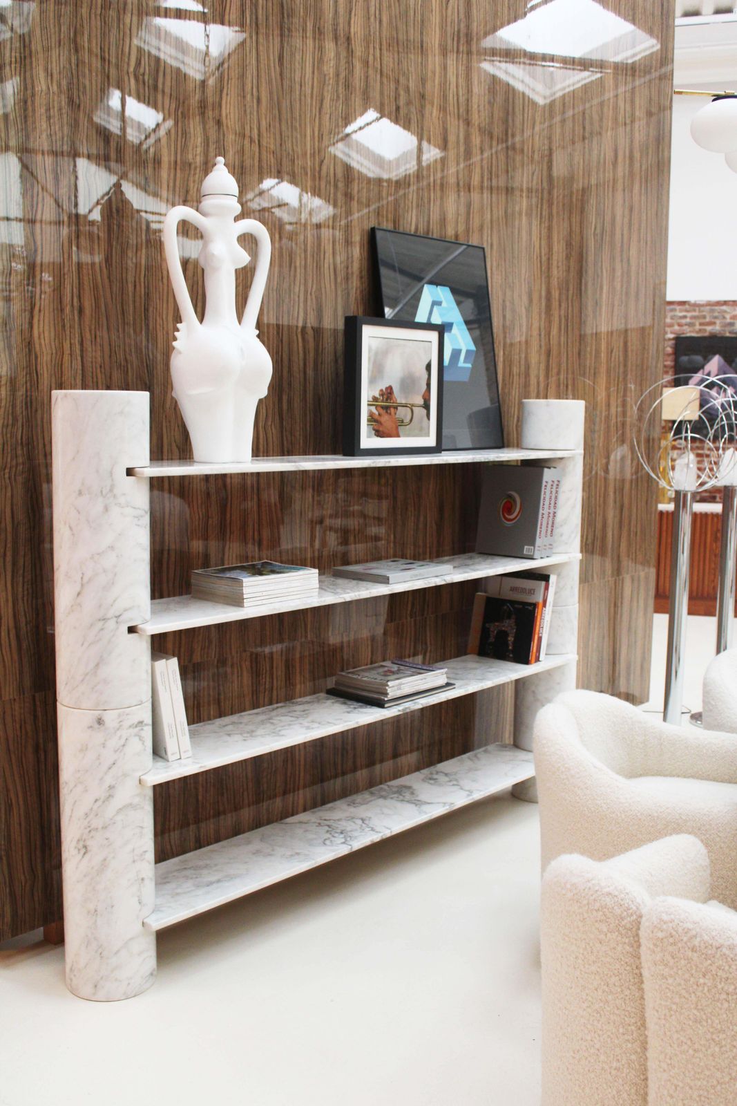 Mid Century Modern Loico Bookcase By Angelo Mangiarotti In White Carrara Marble photo for sale