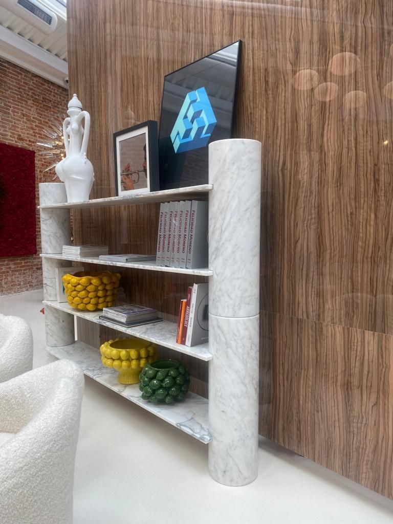 Mid Century Modern Loico Bookcase By Angelo Mangiarotti In White Carrara Marble photo Furniture