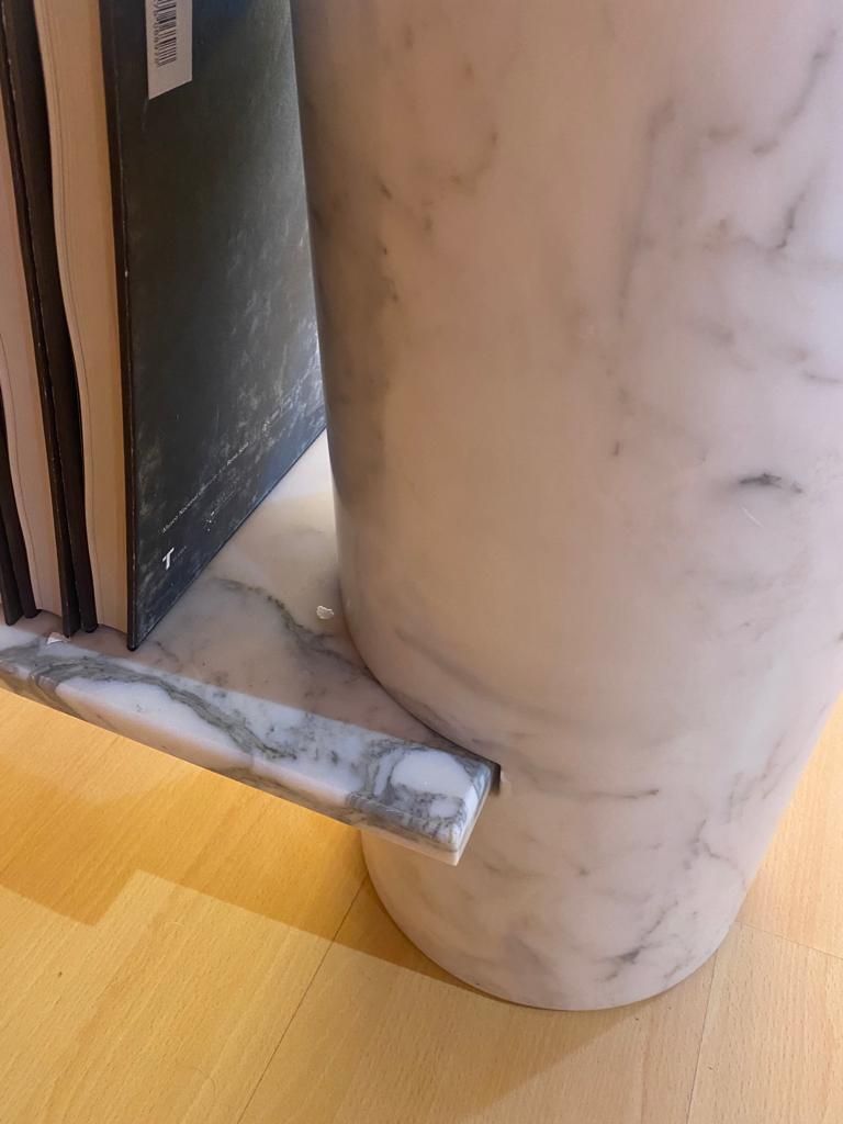 Furniture Mid Century Modern Loico Bookcase By Angelo Mangiarotti In White Carrara Marble photo