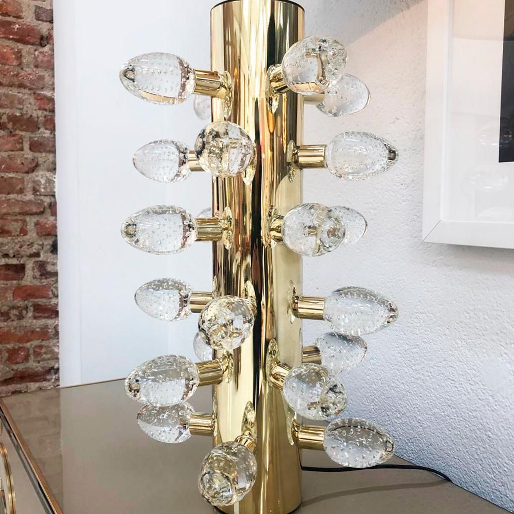 Lighting Mid Century Modern Style Pair Of Sculptural Murano Glass Italian Table Lamps photo