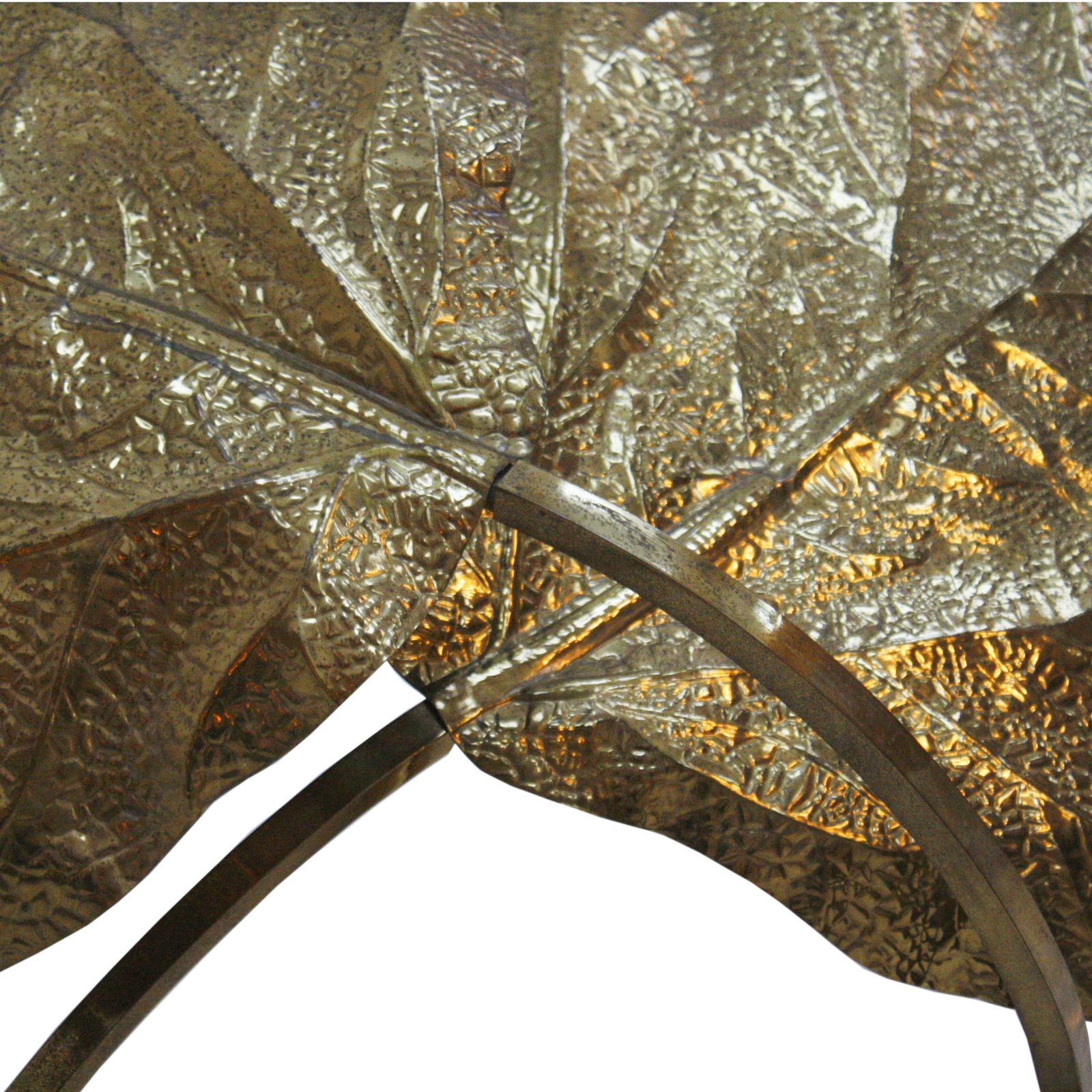 Tommaso Barbi Mid Century Modern Italian Brass Leaves Shape Table Lamp photo buy