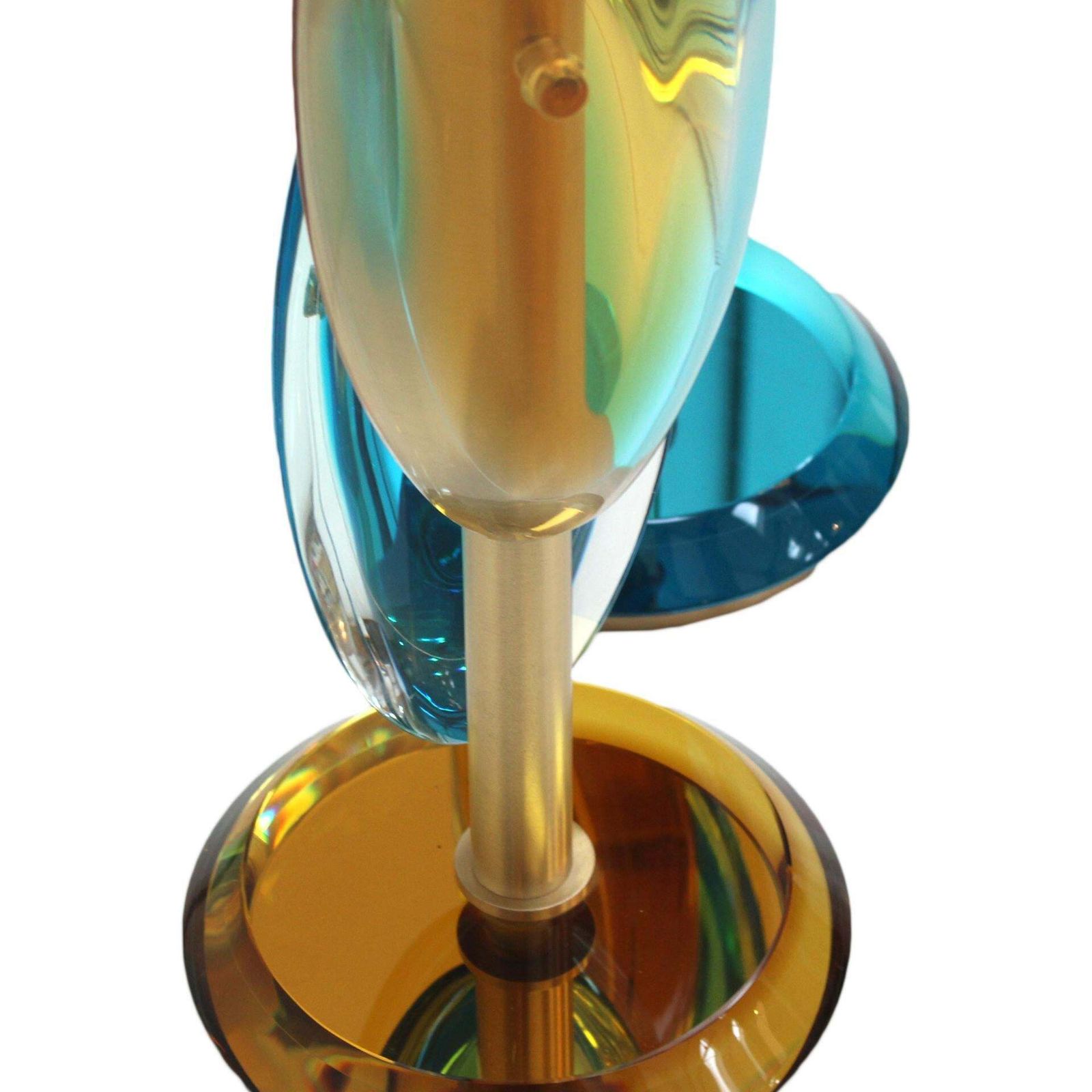 Pair Of Contemporary Murano Glass Lamps With A Brass Structure, Made In Italy photo vinterior