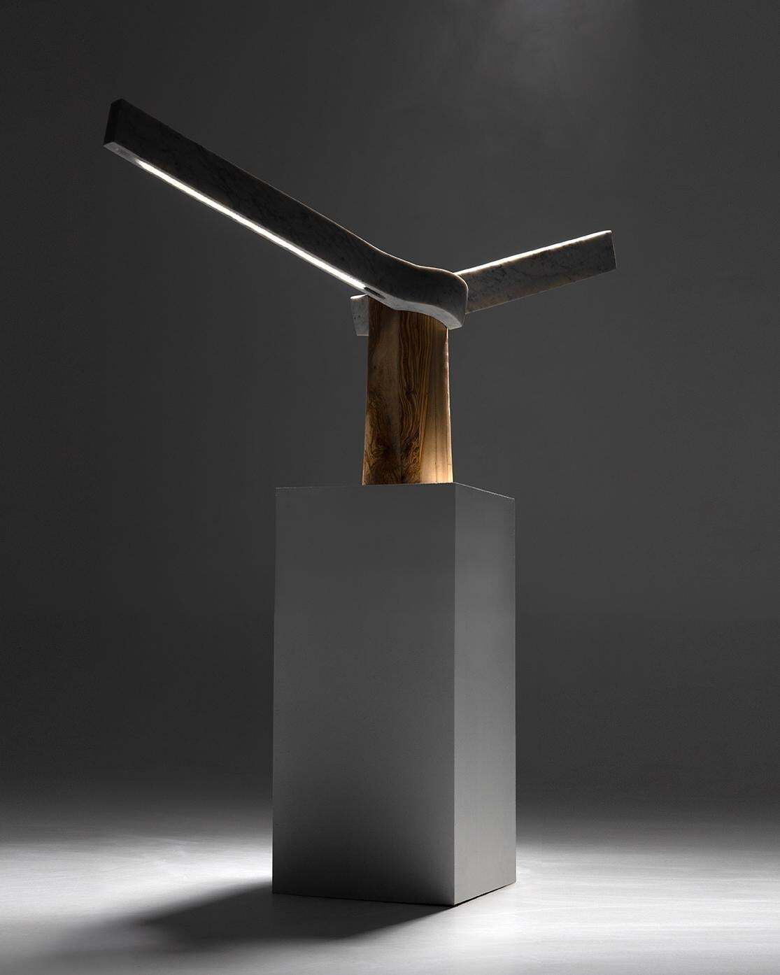 Sculptural Lamp Designed By Carlos Aucejo, Made Of Marble And Wood. photo buy