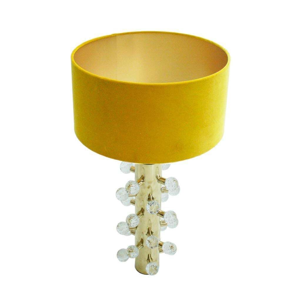 Mid Century Modern Pair Of Sculptural Clear Murano Glassand Brass Table Lamps photo for sale