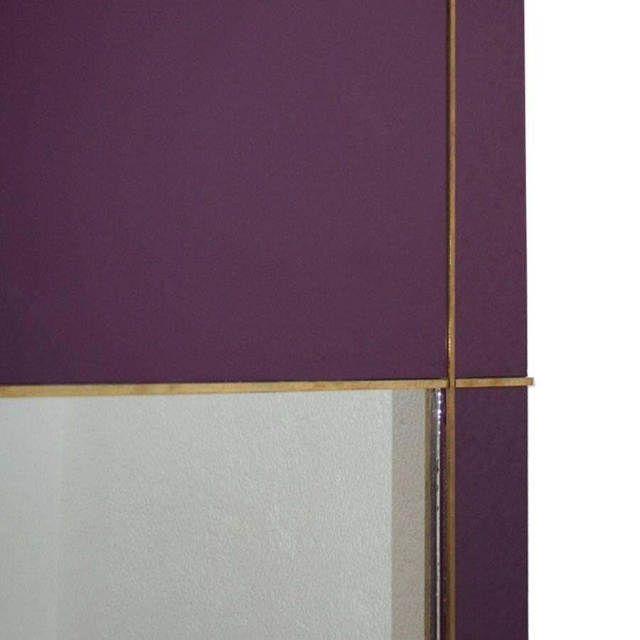 Mid Century Modern Purple Wood Gold Brass Italian Screen Divider photo Home Decor
