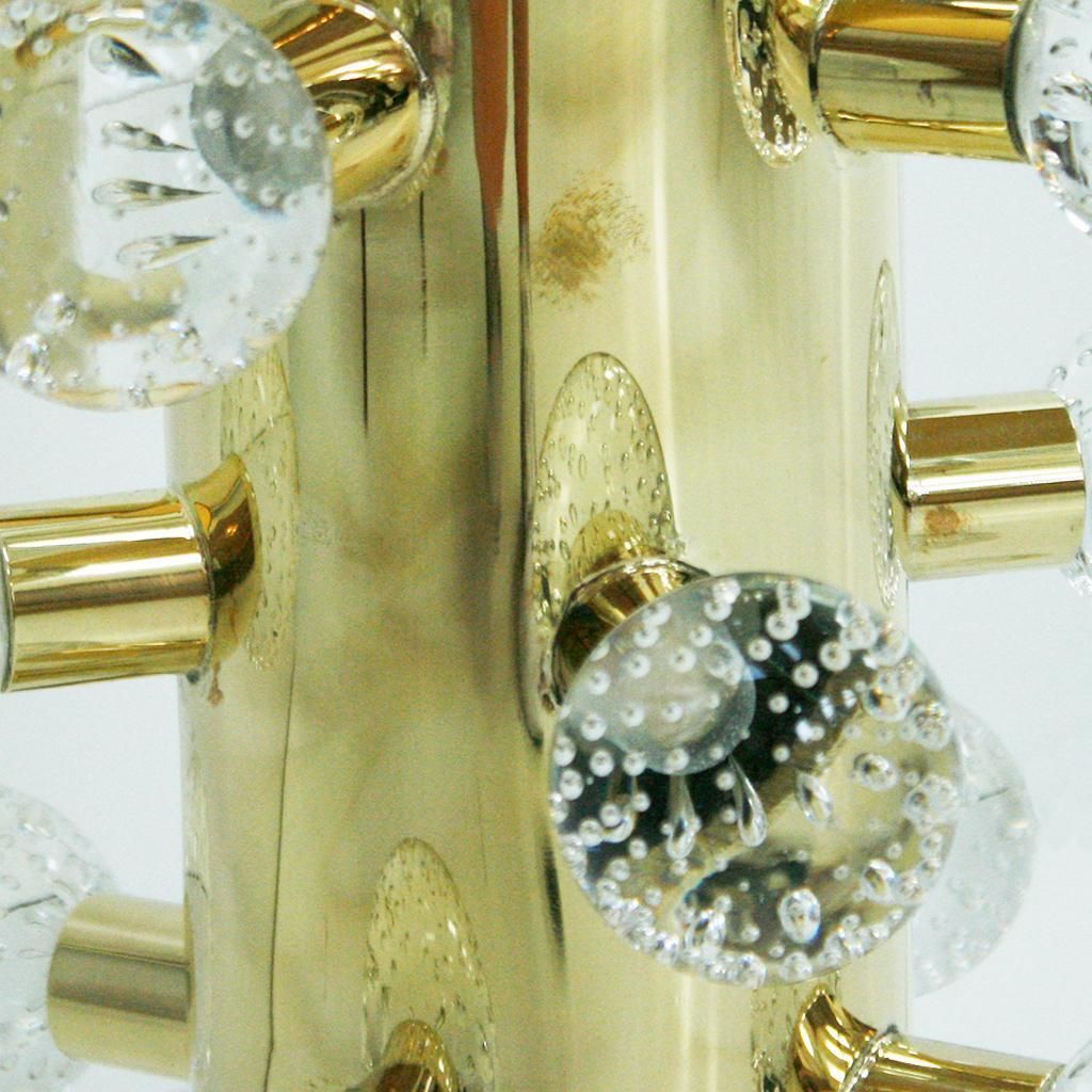 photo for sale Mid Century Modern Pair Of Sculptural Clear Murano Glassand Brass Table Lamps