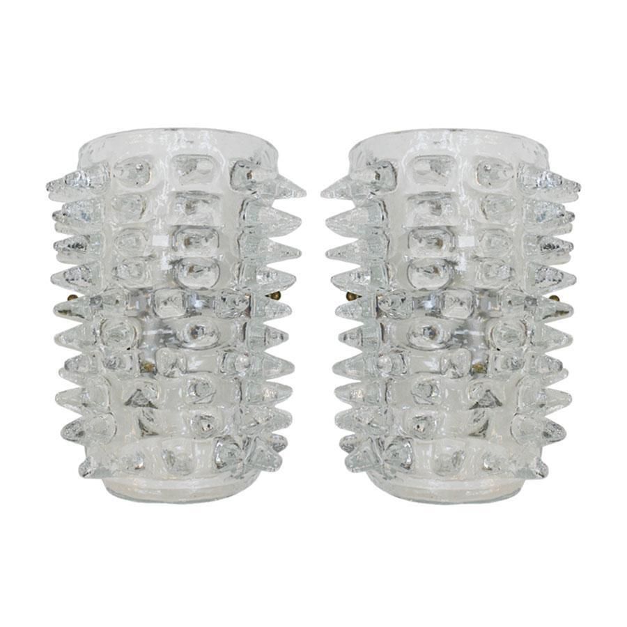 Mid Century Modern Pair Of Rostrati Murano Glass And Brass Italian Sconces photo furniture