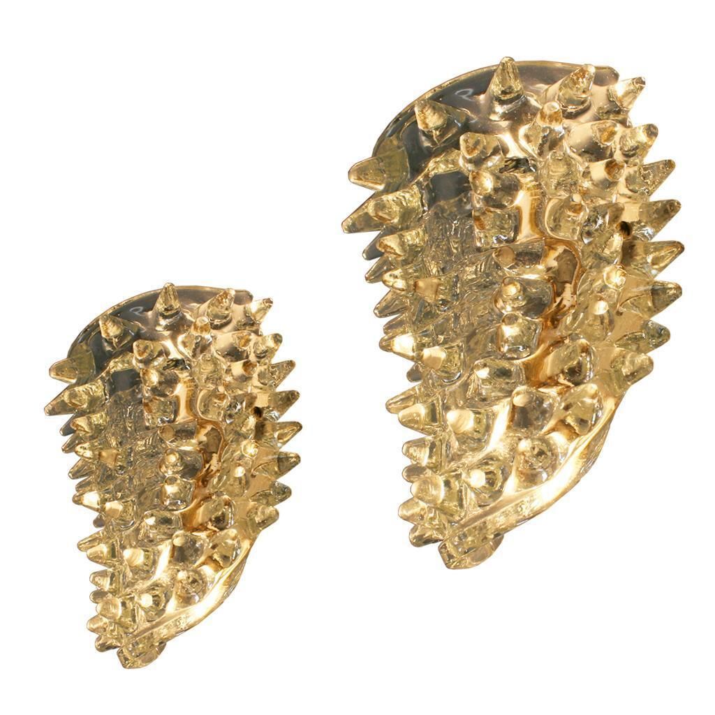 Mid Century Modern Pair Of Rostrati Murano Glass And Brass Italian Sconces photo buy