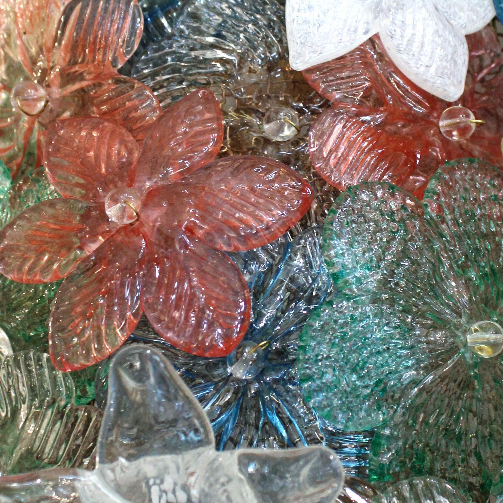 Mid Century Modern Murano Coloured Glass Floral Motifs Pair Of Sconces photo Lighting