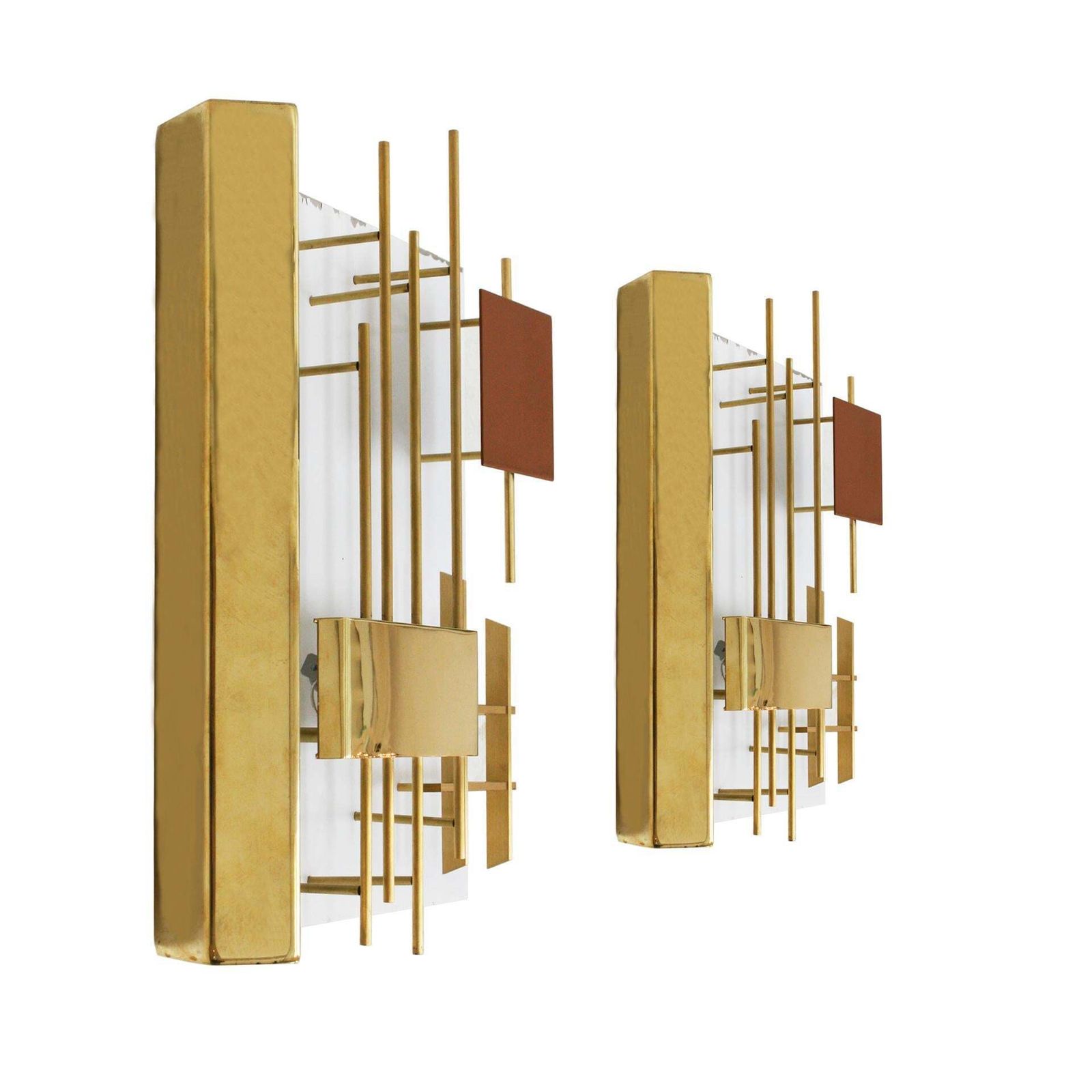 Gio Ponti Edited By Lumi Original Italian 1960s Pair Of Brass & Steel Sconces photo furniture