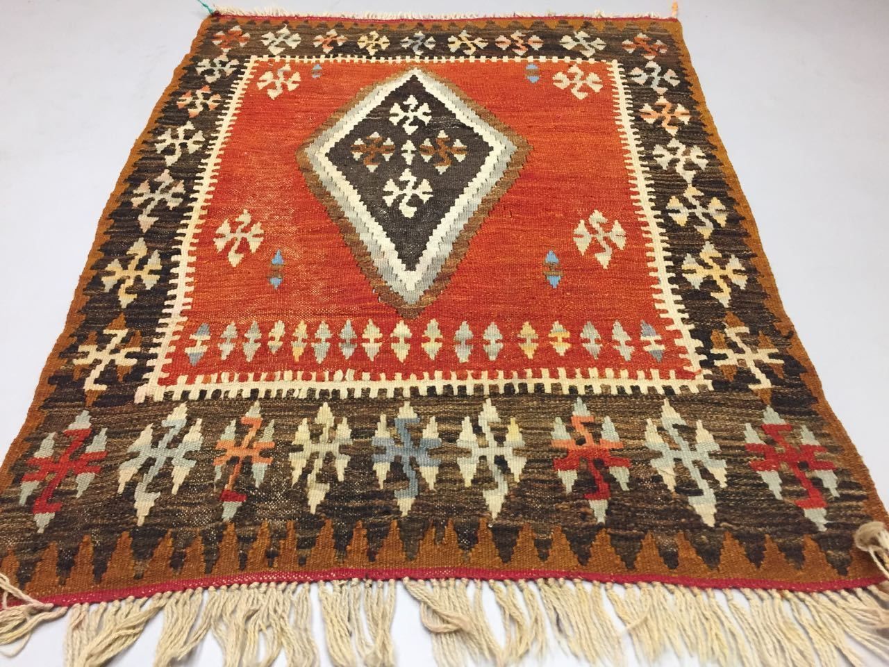 Tribal Turkish Kilim Rug 130x97cm Shabby Vintage Wool Country Home Kelim