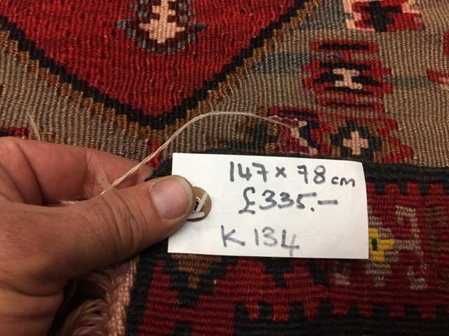 photo for sale Antique Turkish Kilim Rug 147x78cm Shabby Vintage Old Wool Country Home Kelim
