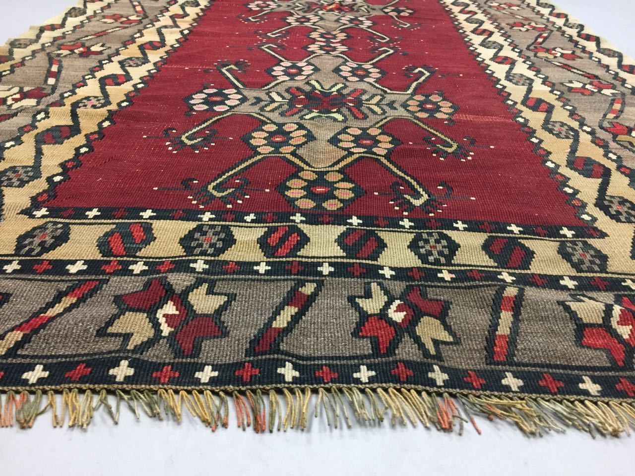 Vintage Turkish Kilim Kelim Rug 250x135cm Shabby Chic Wool,Moroccan Boho  Large photo for sale